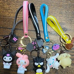 Cute Character Keychains with Colorful Straps